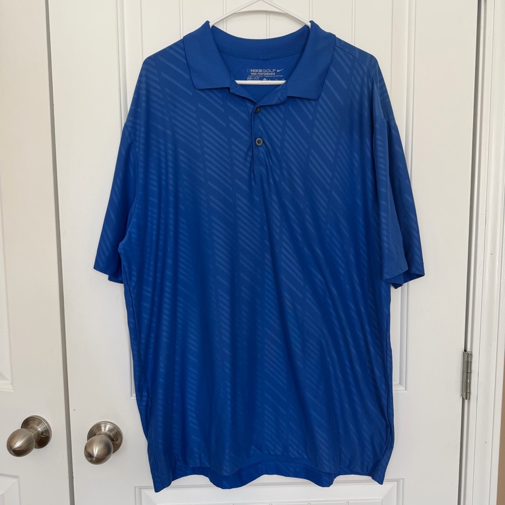Nike Golf Tour Performance Dri-Fit Polo Short Sleeve Shirt Men’s XL Blue Stripe